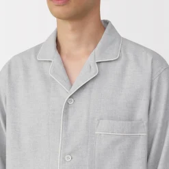 Outlet Muji Pijama de franela sin costuras laterales para hombre