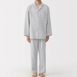 Outlet Muji Pijama de franela sin costuras laterales para hombre