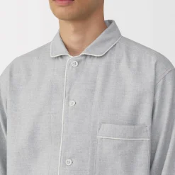 Outlet Muji Pijama de franela sin costuras laterales para hombre