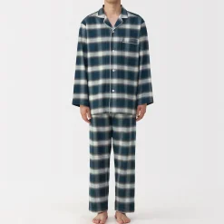 Outlet Muji Pijama de franela sin costuras laterales para hombre