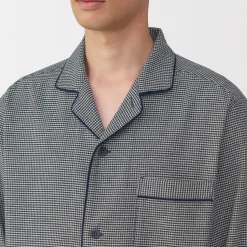 Outlet Muji Pijama de franela sin costuras laterales para hombre