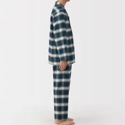 Outlet Muji Pijama de franela sin costuras laterales para hombre