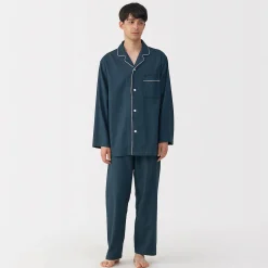 Outlet Muji Pijama de franela sin costuras laterales para hombre