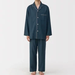Outlet Muji Pijama de franela sin costuras laterales para hombre