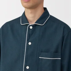 Outlet Muji Pijama de franela sin costuras laterales para hombre