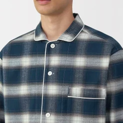 Outlet Muji Pijama de franela sin costuras laterales para hombre