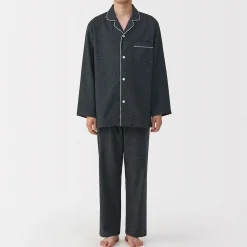 Outlet Muji Pijama de franela sin costuras laterales para hombre