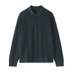 Outlet Muji Polo acanalado en mezcla de algodón para hombre