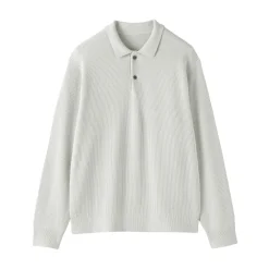 Outlet Muji Polo acanalado en mezcla de algodón para hombre