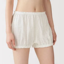 Outlet Muji Short balloon de doble gasa con puntos dobby para mujer