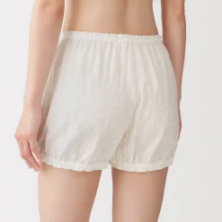 Outlet Muji Short balloon de doble gasa con puntos dobby para mujer