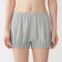 Outlet Muji Short balloon de doble gasa con puntos dobby para mujer