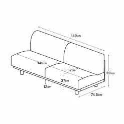 New Muji Sofá sin brazos de poliéster tejido para 2 personas - Beis