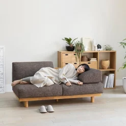 Outlet Muji Sofá sin brazos de poliéster tejido para 2 personas - Marrón