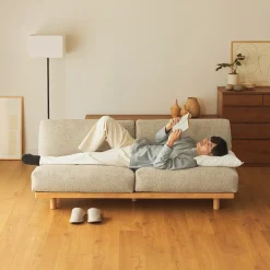 Muji Sofá sin brazos de poliéster tejido para 3 personas - Gris