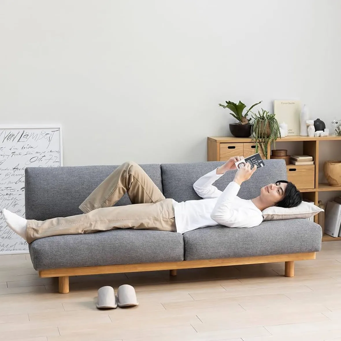Best Muji Sofá sin brazos de poliéster tejido para 2 personas - Gris