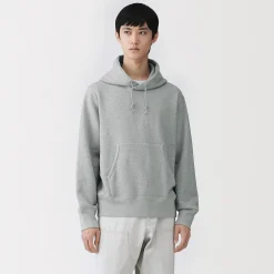 Discount Muji Sudadera con capucha de punto tradicional de algodón para hombre