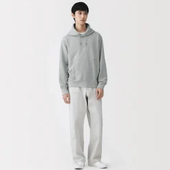Discount Muji Sudadera con capucha de punto tradicional de algodón para hombre