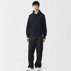 Discount Muji Sudadera con capucha de punto tradicional de algodón para hombre