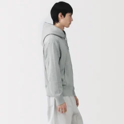 Discount Muji Sudadera con capucha de punto tradicional de algodón para hombre