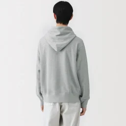 Discount Muji Sudadera con capucha de punto tradicional de algodón para hombre
