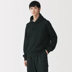 Discount Muji Sudadera con capucha de punto tradicional de algodón para hombre