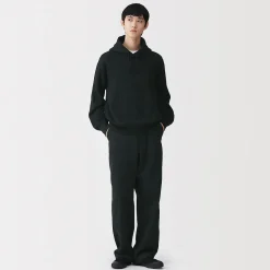 Discount Muji Sudadera con capucha de punto tradicional de algodón para hombre
