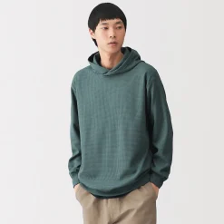Best Muji Sudadera con capucha de tejido waffle y Quick Dry para hombre