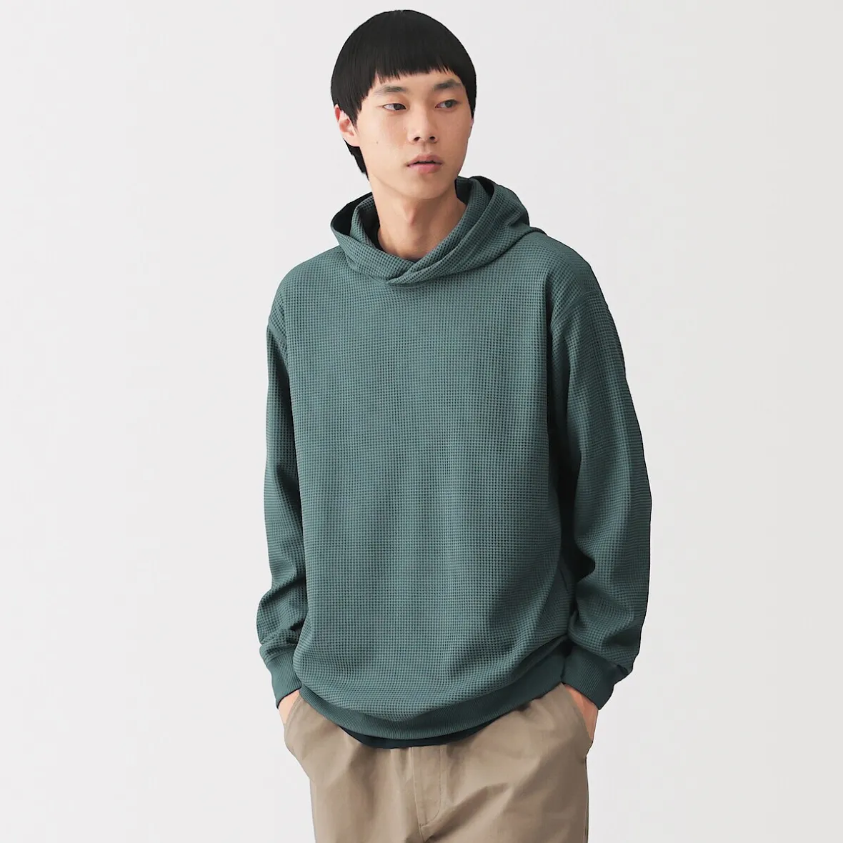 Best Muji Sudadera con capucha de tejido waffle y Quick Dry para hombre