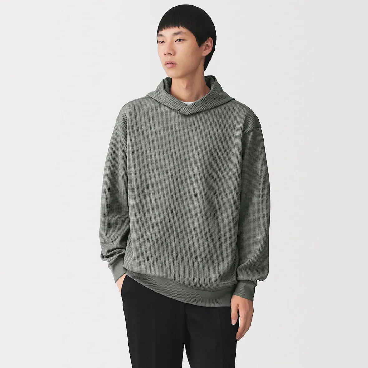Best Muji Sudadera con capucha de tejido waffle y Quick Dry para hombre