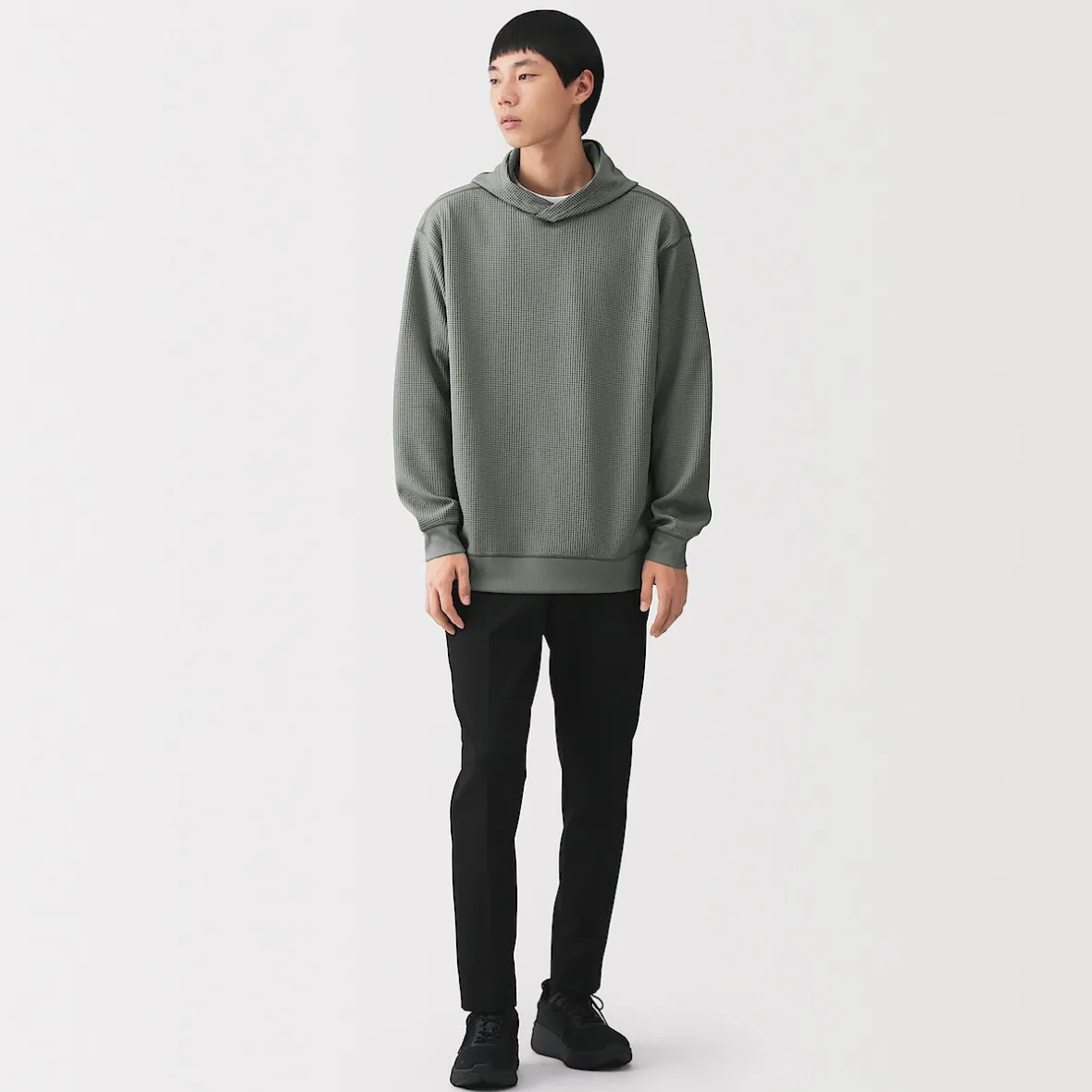 Best Muji Sudadera con capucha de tejido waffle y Quick Dry para hombre
