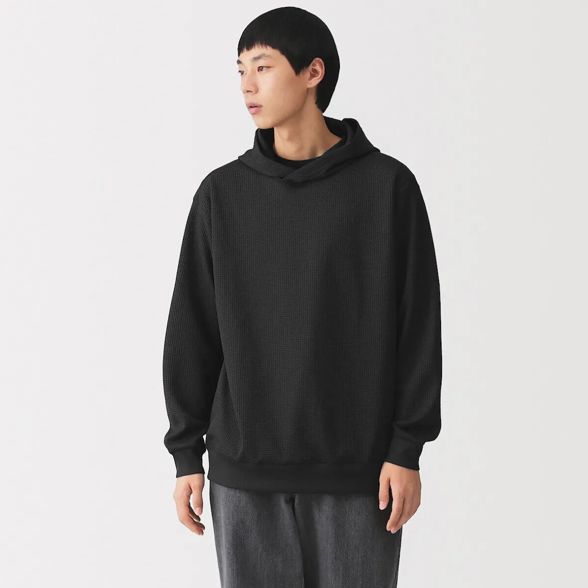 Best Muji Sudadera con capucha de tejido waffle y Quick Dry para hombre