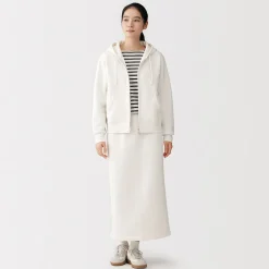 Outlet Muji Sudadera con capucha y cremallera en mezcla de algodón para mujer