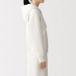 Outlet Muji Sudadera con capucha y cremallera en mezcla de algodón para mujer