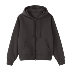 Outlet Muji Sudadera con capucha y cremallera en mezcla de algodón para mujer