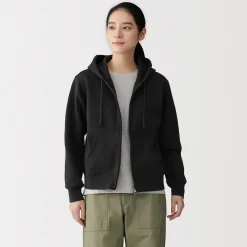 Outlet Muji Sudadera con capucha y cremallera en mezcla de algodón para mujer