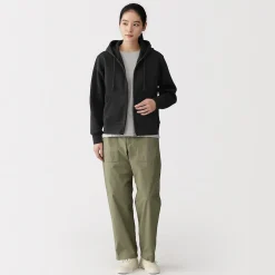 Outlet Muji Sudadera con capucha y cremallera en mezcla de algodón para mujer