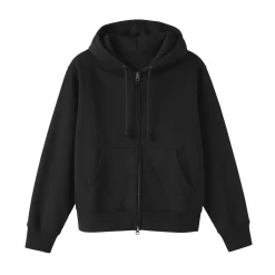Outlet Muji Sudadera con capucha y cremallera en mezcla de algodón para mujer