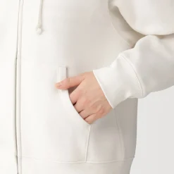 Outlet Muji Sudadera con capucha y cremallera en mezcla de algodón para mujer