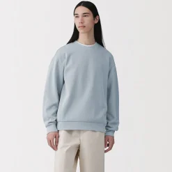 Best Muji Sudadera con cuello redondo y doble punto para hombre