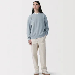 Best Muji Sudadera con cuello redondo y doble punto para hombre