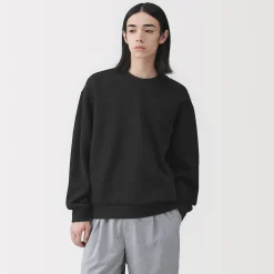 Best Muji Sudadera con cuello redondo y doble punto para hombre