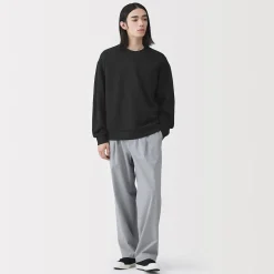 Best Muji Sudadera con cuello redondo y doble punto para hombre
