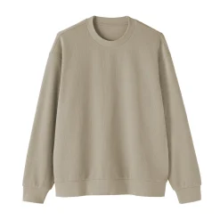 Best Muji Sudadera con cuello redondo y doble punto para hombre