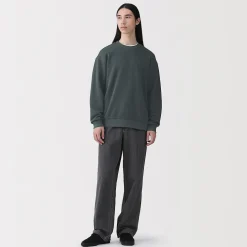 Best Muji Sudadera con cuello redondo y doble punto para hombre