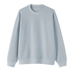 Best Muji Sudadera con cuello redondo y doble punto para hombre