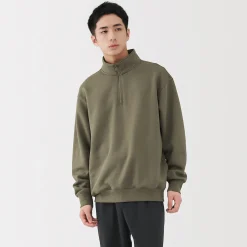 Muji Sudadera de media cremallera y mezcla de algodón para hombre