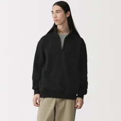 Muji Sudadera de media cremallera y mezcla de algodón para hombre