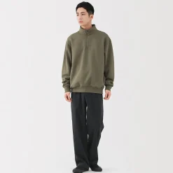 Muji Sudadera de media cremallera y mezcla de algodón para hombre