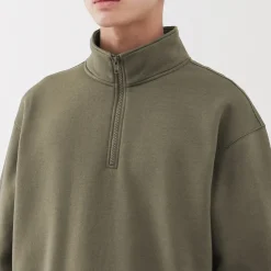 Muji Sudadera de media cremallera y mezcla de algodón para hombre